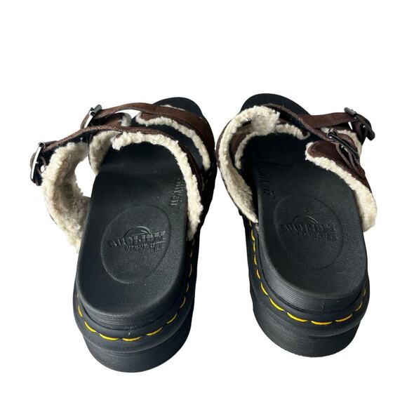 Dr. Martens Myles Suede Fur Lined Buckle Slide Sandals Dark Brown Size 10 - Picture 6 of 8